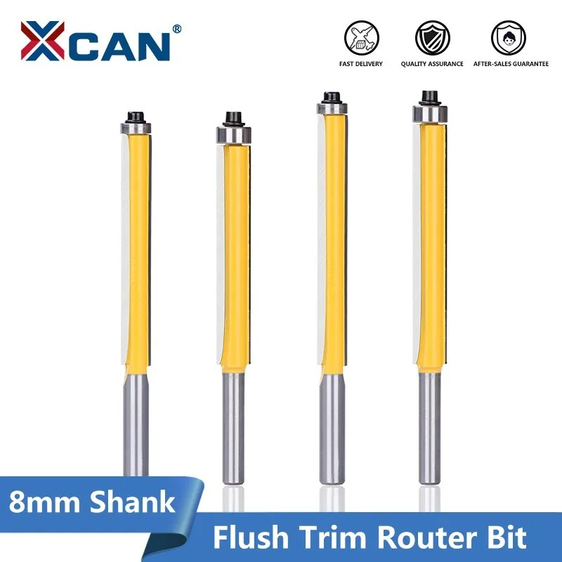 

XCAN Milling Cutter 8mm Shank Flush Trim Router Bit with Bearing for Wood Tungsten Carbide Pattern Bit Woodworking Tools