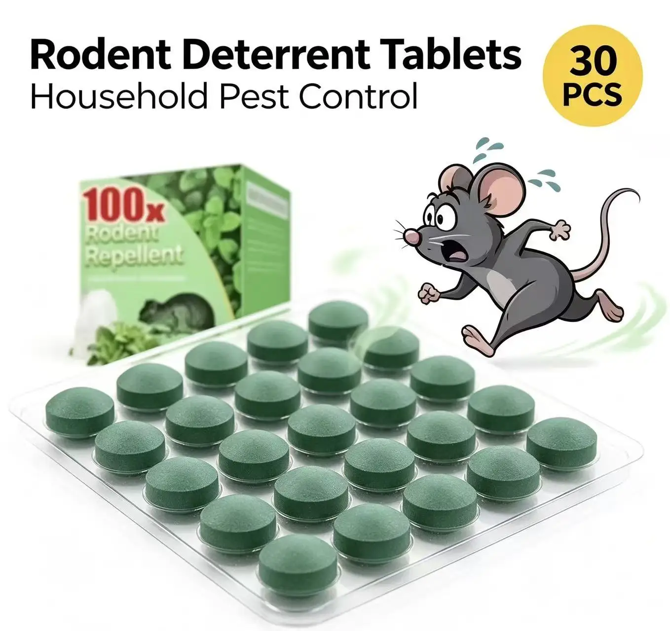 30pcs Strong Smell Rat Repellent Pill Insect Repellent Pill Humane Deterrent Non Toxic Long Lasting Home Kitchen Garage Pest Con