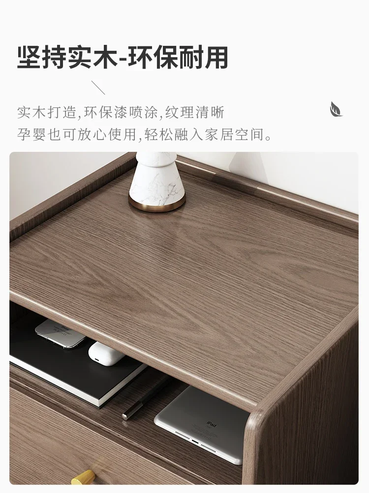 Digging Plain Bedside Table Solid Wood Modern Simple Bedroom Mini Solid Wood Installation-free Nordic New Small Size Storage Cab