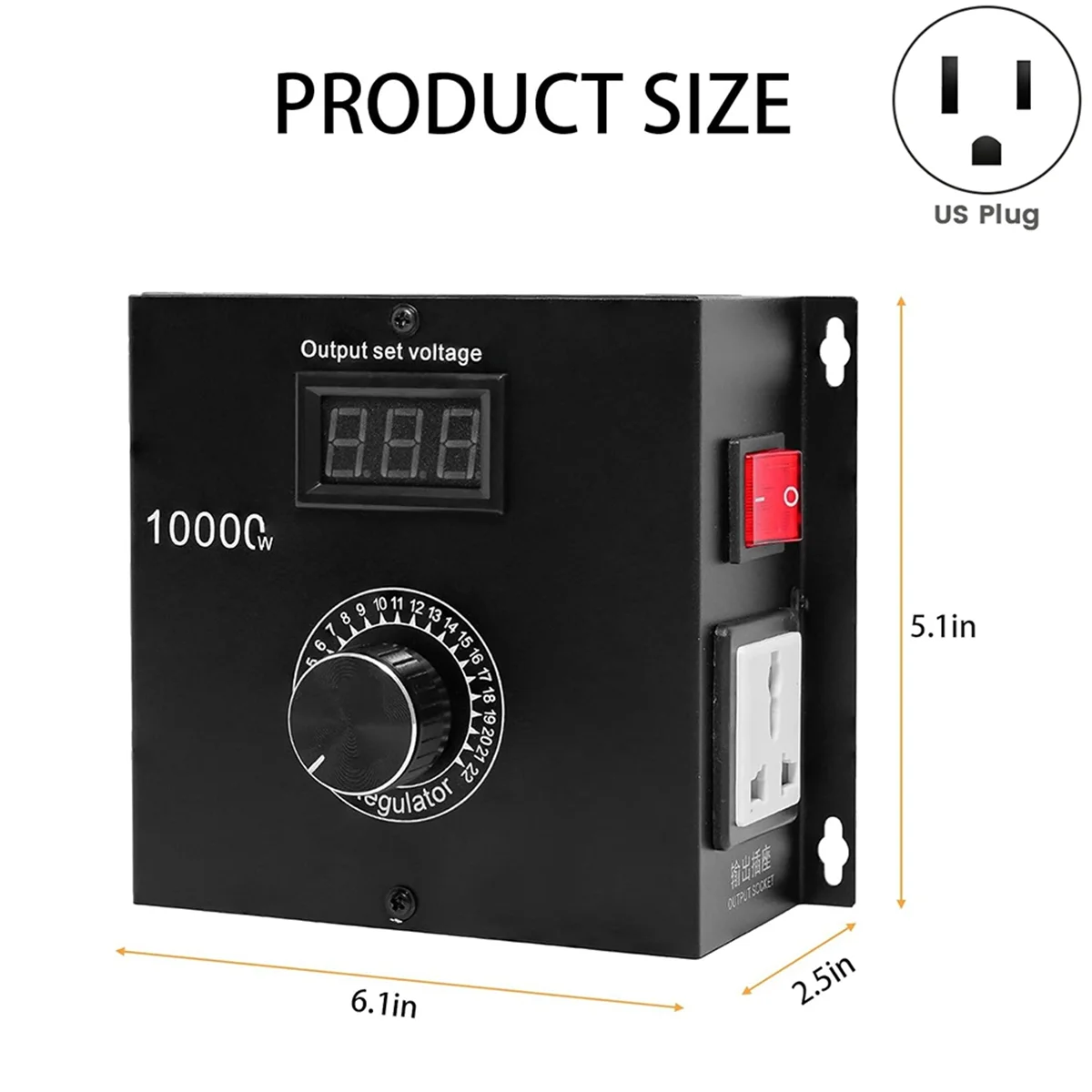 

AA98 10000W SCR AC Variable Speed Controller, Fan and Motor Speed Control 120V-220V AC, 22A, Ideal for Electric Tools Us Plug