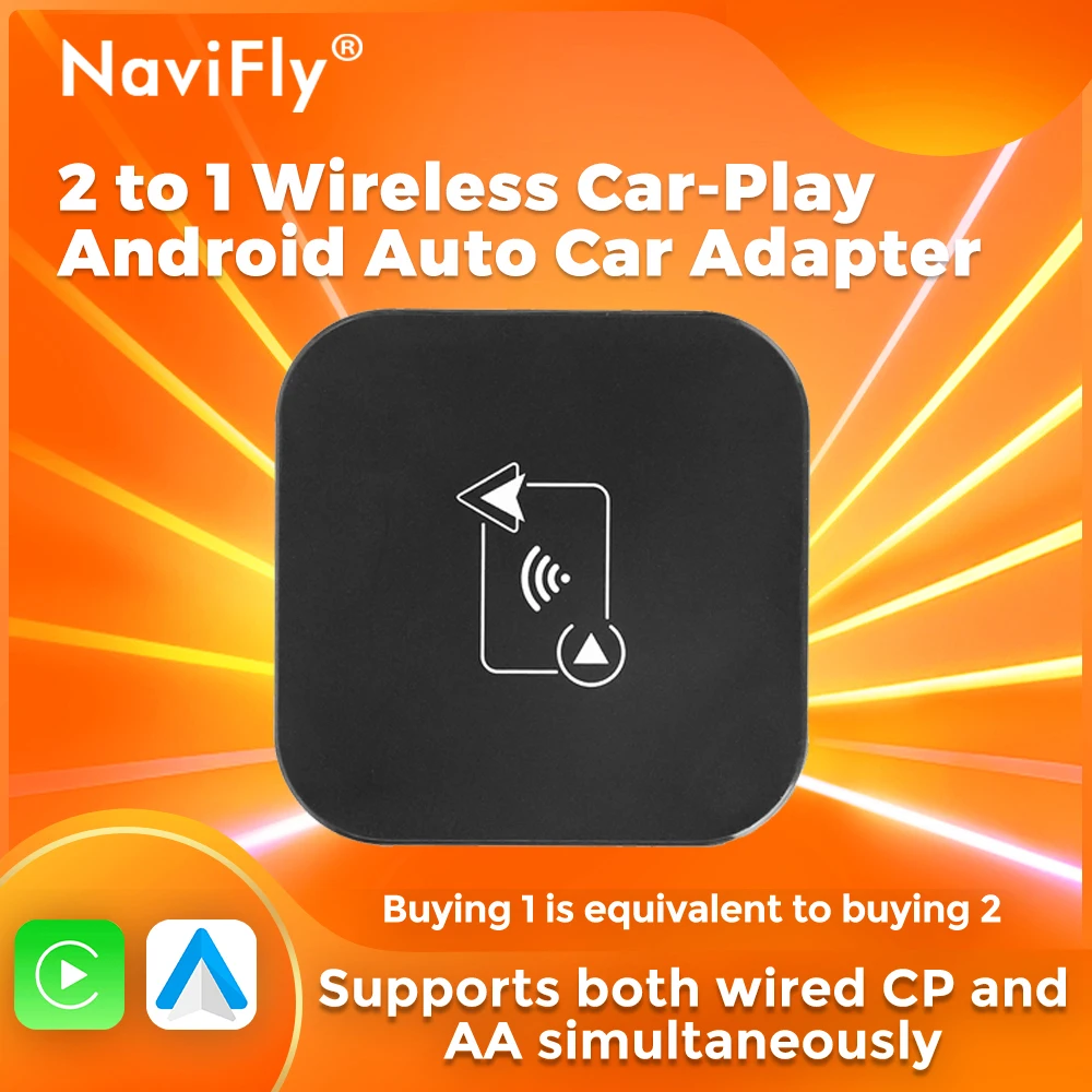 

NaviFly Wireless Android Auto Carplay Adapter USB Dongle Smart AI Box For Toyota Nissan Kia Suzuki Lincoln Ford Opel Volvo Benz