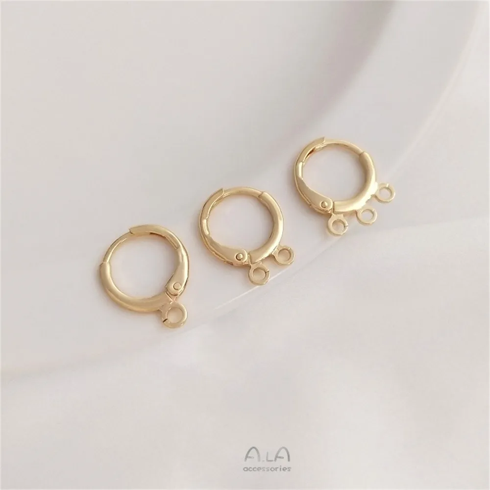 14K Gold-plated Round Ear Clip with Lug Ring European Ear Buckle Diy Multi-lug Earrings Accessories Materials E164