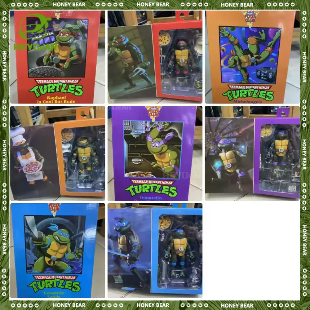 New Neca Leonardo Leads Turtles  Anime Figures Pizza Club Turtles Action Figure Model Doll Collect Desk Decor Toys Birthday Gift