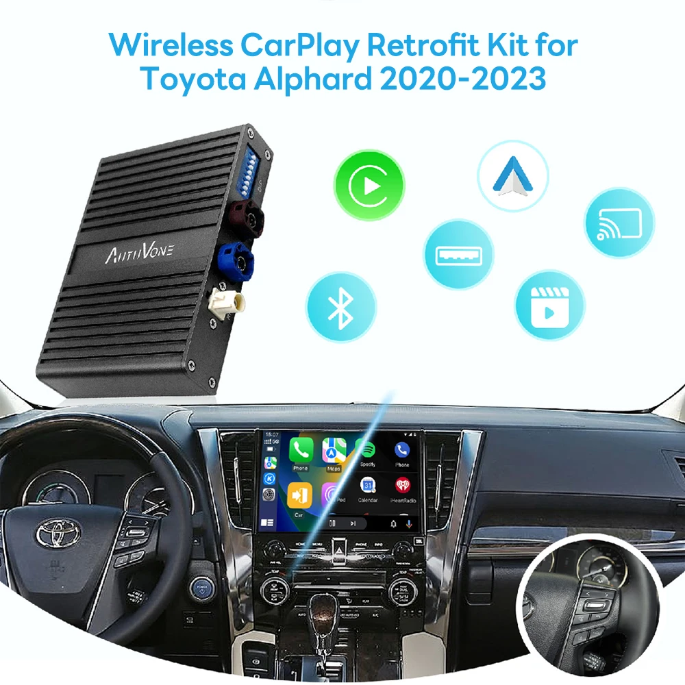Ugraded Wireless Carplay Retrofit LVDS Decoder Interface Compatible Alphard 2020-2023 With 10