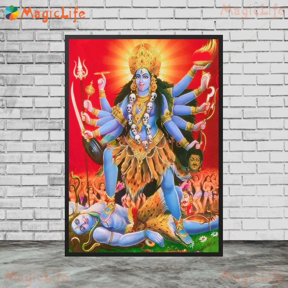 Hinduism Kali Goddess Prints Hindu Mythology Wall Pictures For Living Room Vintage Poster Wall Art Canvas Painting Unframed