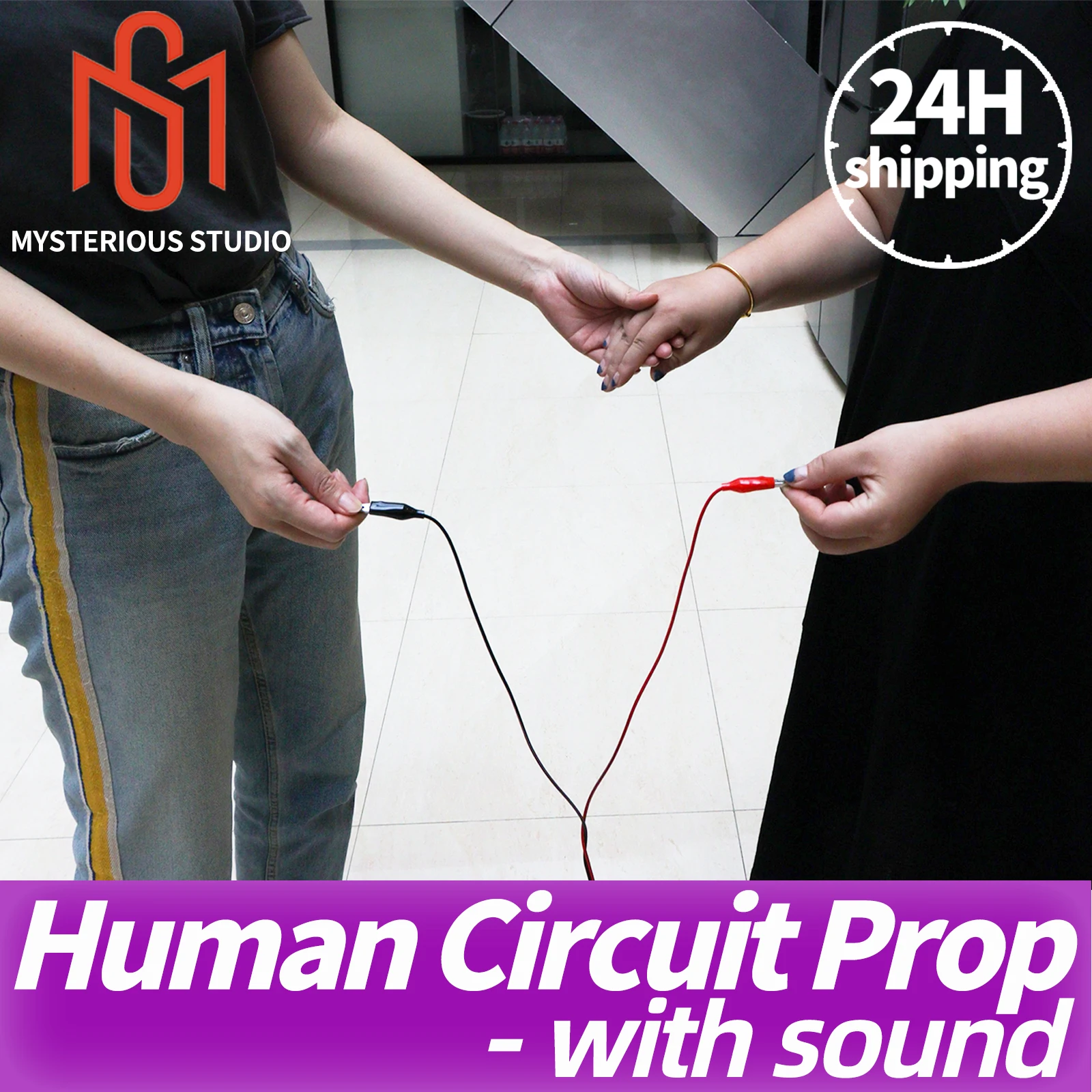 Human Circuit Prop Real Life Escape Room Game Hold Hands to Open 12V Magnet Lock in Chamber Room