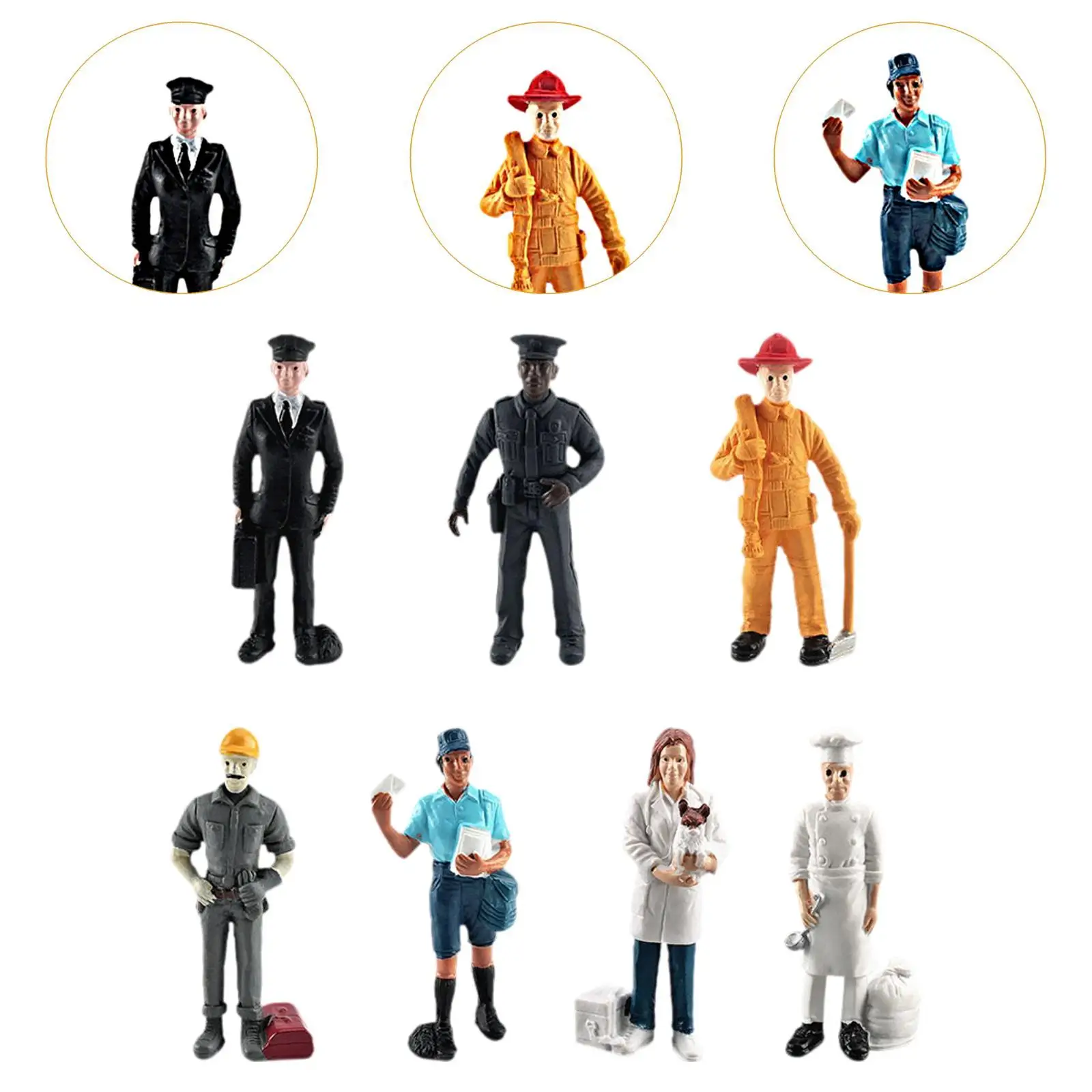 7x Mensen Figuren Menselijk Action Figure Model Pop Simulatie Beeldjes Carrière Standbeelden voor Woonkamer Micro Landschap Boekenkast
