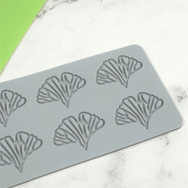 10 Cavity Hollow Ginkgo Leaf Lace Mat Fondant Embosser Baking Decoration Mold Cake Fondant Silicone Mould Easy to Drop Shipping