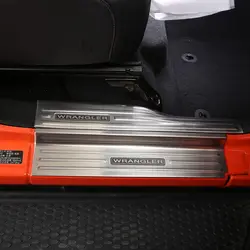 4Pcs Door Sill Scuff Plate External Threshold Bars Strips Silver for Jeep Wrangler JL 2018+ JL1040 LantSun