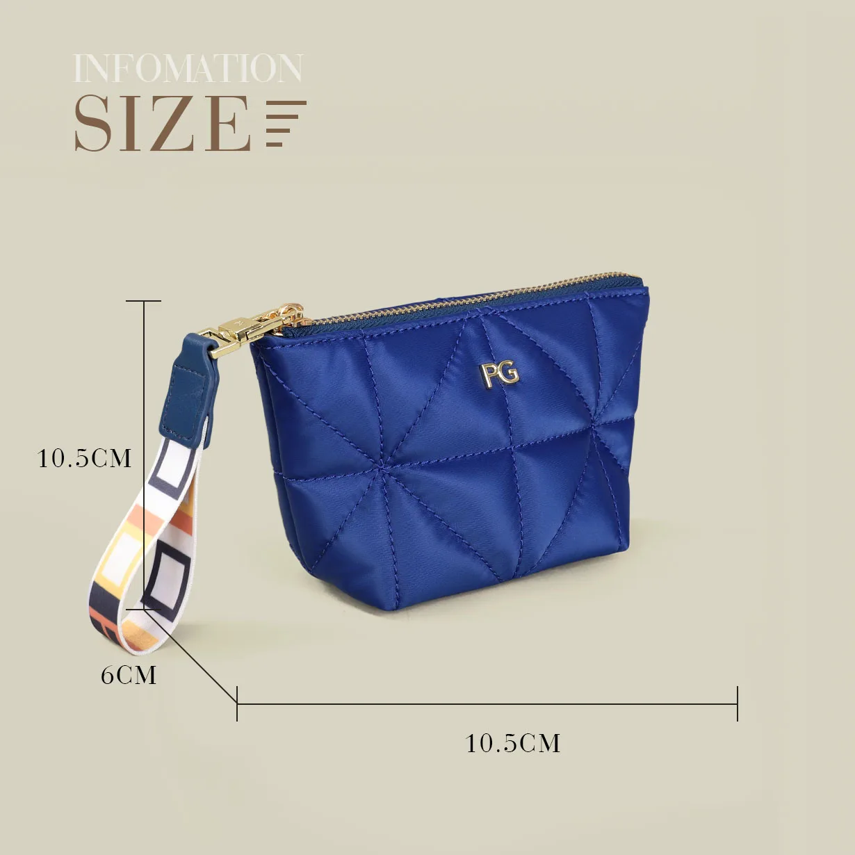 PG 2026 Nylon Change Bag Closed Small Waterproof Cosmetic Fashion Bag with Printed Zipper