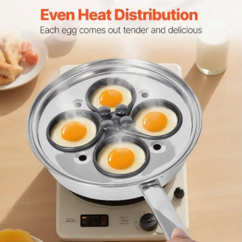 

Сковорода-браконьер из нержавеющей стали на 4 чашки с антипригарными чашками, индукционная совместимая машина для приготовления яиц-пашот и сковорода для жарки