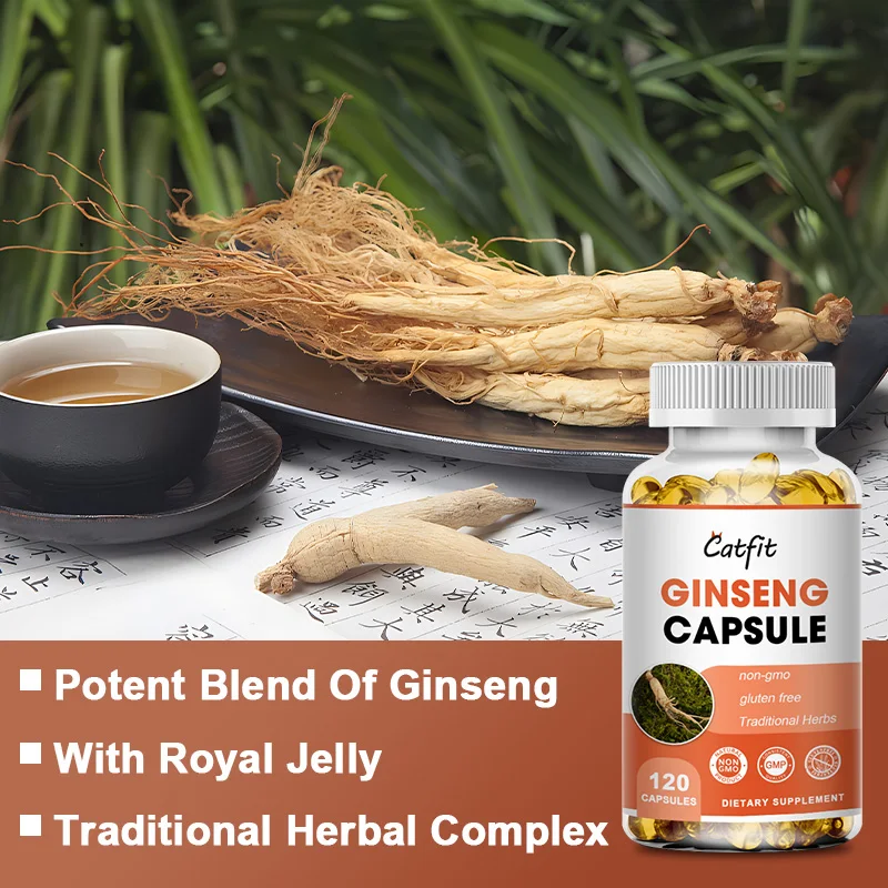 Catfit Ginseng Ginkgo Ashwagandha Capsule Memory Cognitive Bone Brain Nutrition Diet Supplement Blood Circulation Male Health