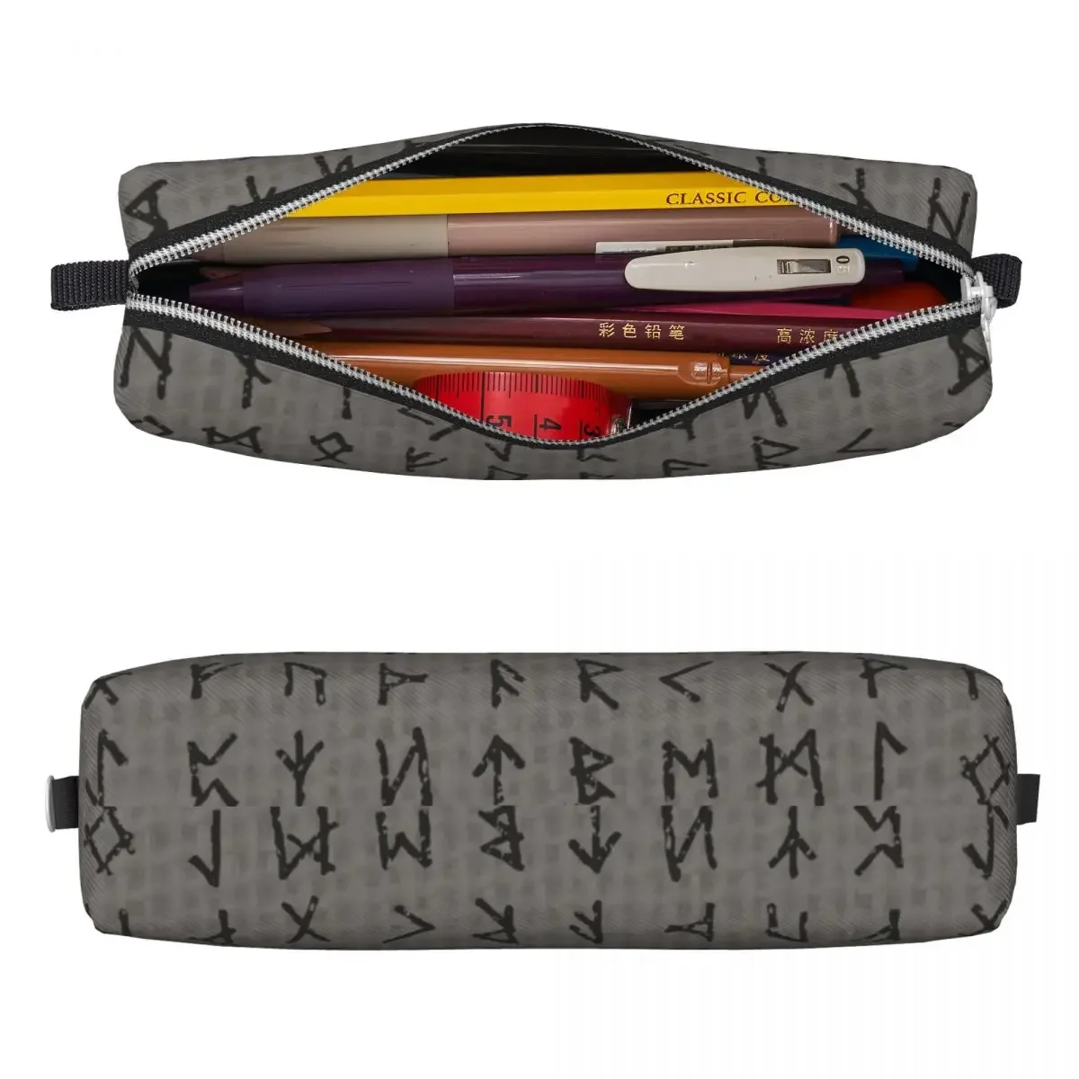 Cute Futhark Rune  Nordic Mythology Pencil Case  Box Pen for Girl Boy Large Storage Bag Office Zipper Stationery