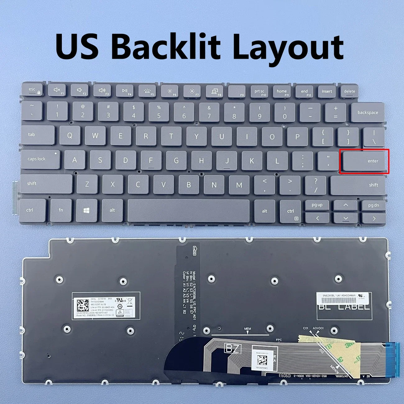 US Backlit Keyboard For Dell Inspiron 13 5390 5391 7390 7391 14 5493 5498 7490 7491 5490 5494 Latitude 3301 3410 Series