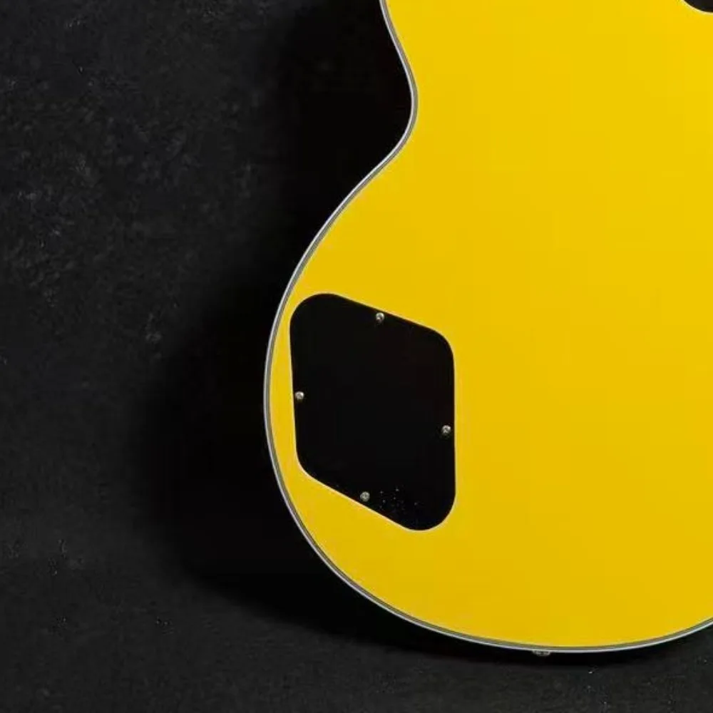 Yellow and Black Ring-patterned 6-string Electric Guitar with A Mahogany Body Dual Pickups Rich Midrange Ideal for Heavy Metal and Rock Stage Performances