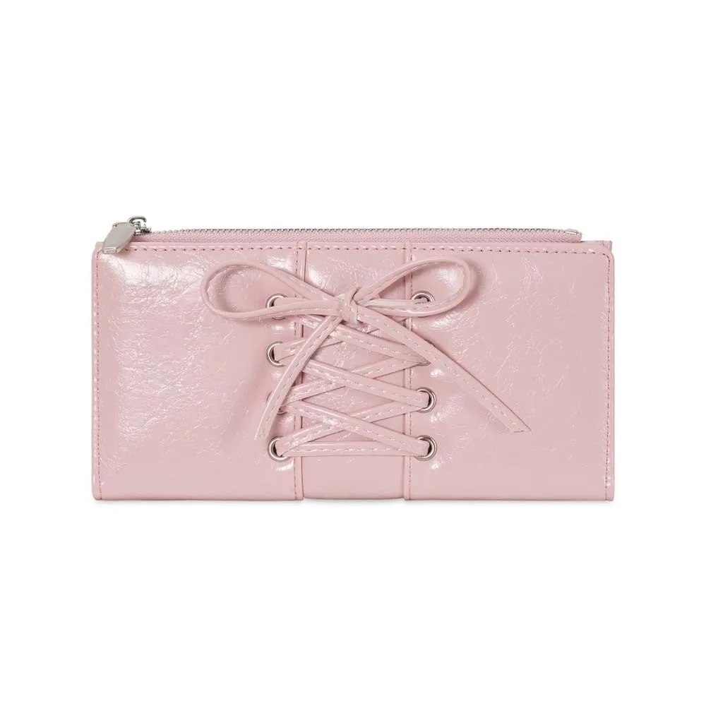 

Portable Strap Bow Wallet PVC Multiple Card Balletcore Card Bag Solid Color Anti-splash Water Long Leather Purse Dating