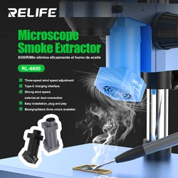 RELIFE RL-6600 Microscope Smoke Extractor Three-speed Wind Speed Adjustment 8500R/Min Effectively Removes Oil Smoke