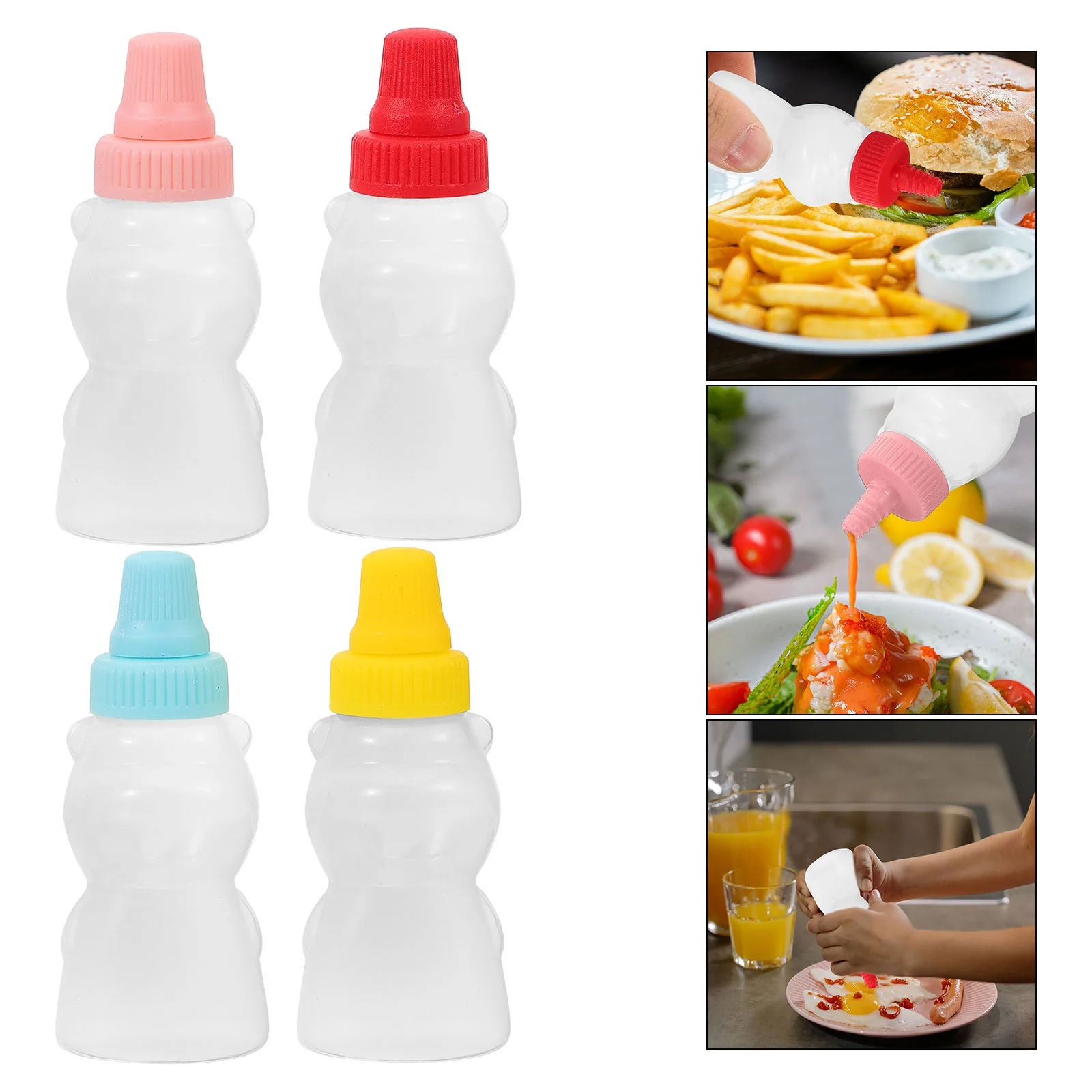 

4 Pcs Sauce Bottle Tiny Bottles Squeeze Seasoning Adorable Jars Small Soy Cover Travel Condiment Vinegar Storage