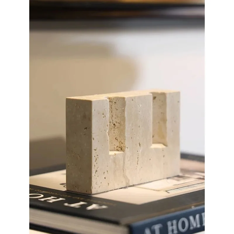 

2 Holes Marble Candlestick Holder for Wedding Dinning Party Vintage Travertine Stone Taper Candle Holder for Table Centerpiece