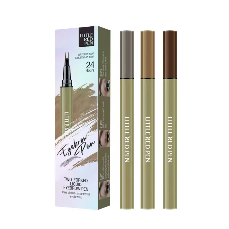 ดินสอเขียนคิ้ว3สีกันน้ำและกันเหงื่อดินสอเขียนคิ้วปลายคู่ใช้งานง่ายสำหรับมือใหม่แนะนำโดยคนดัง