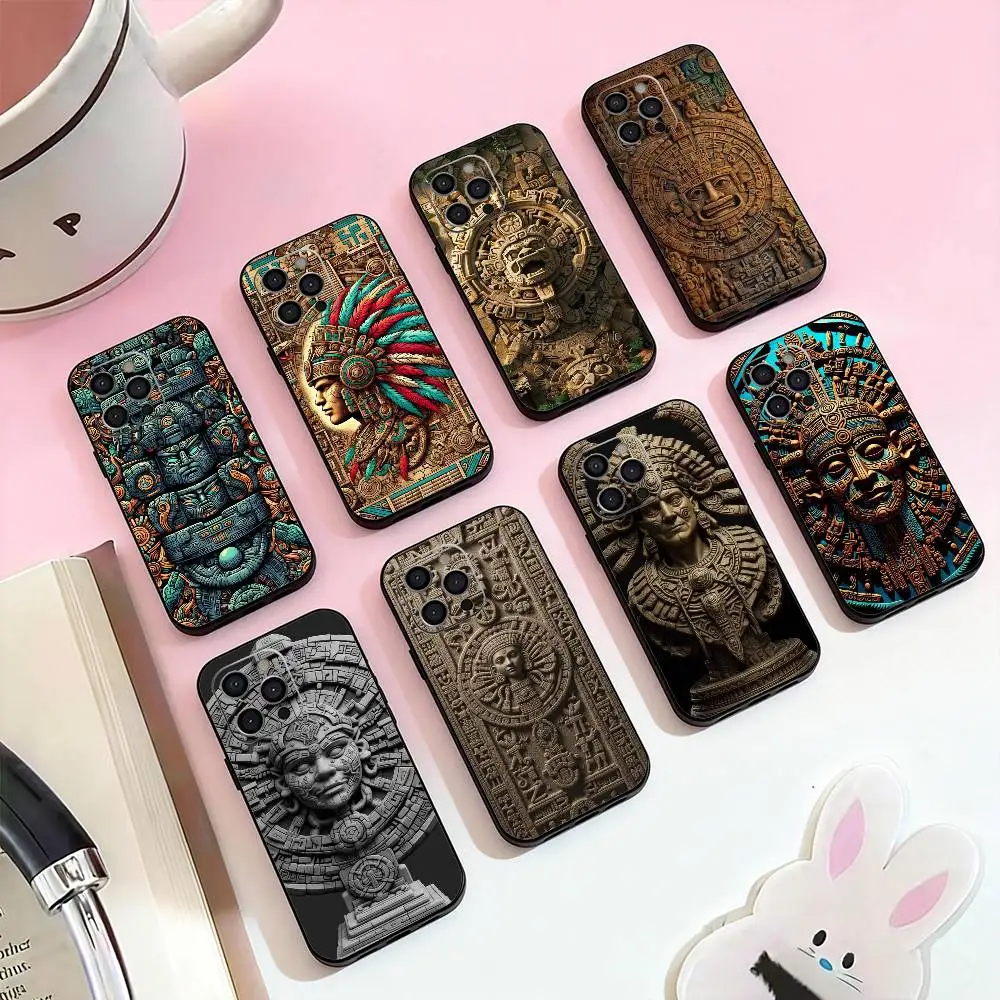 

Mayan Aztec Calendar Statue Phone Case Silicone Soft For IPhone 17,16,15,14,13,12,11,XS,Plus Pro Max
