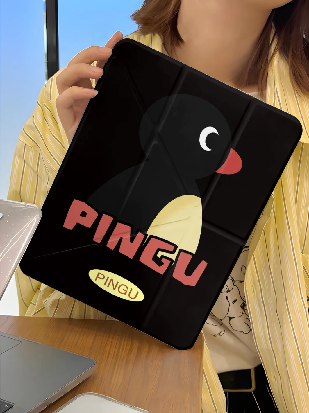 Black Bottom Penguin Cute Tablet Case For iPad pro10/11/2020/6th/7th /8th /Air 3rd/Air 4th/9th 5th Air 11 MINI 3YFold Cover