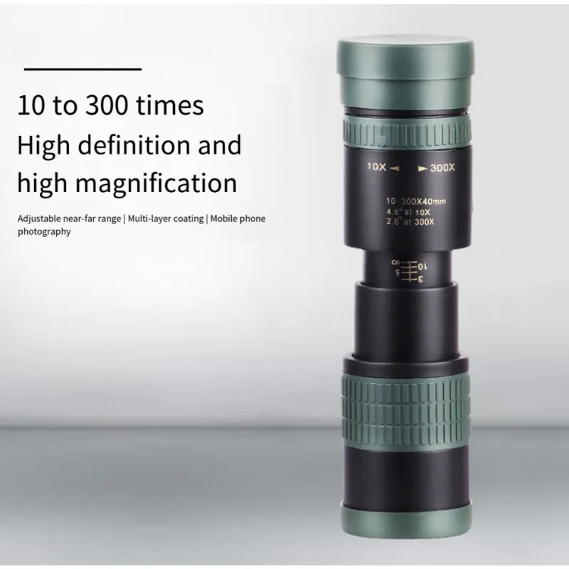 

10-300x40 Zoom Telescope Portable Powerful Binocular Long Distance Professional Monocular BAK4 Prism Suitable for Hunting