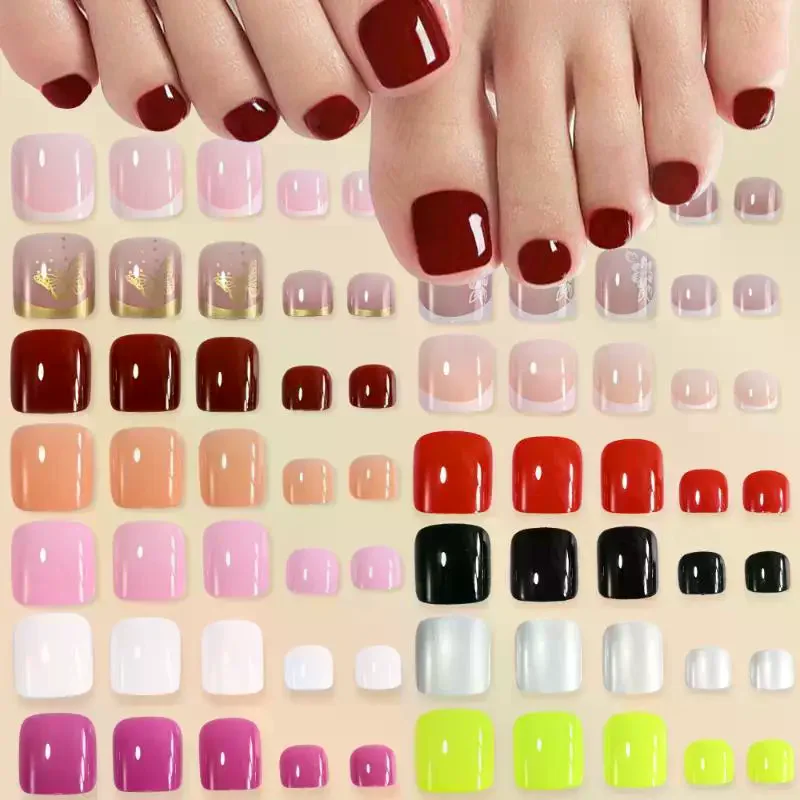 96 قطعة 4 شبكة قصيرة مربع أظافر كاذبة غطاء كامل الاكريليك الاصطناعي القدم مسمار نصائح يمكن ارتداؤها مسمار الفن تمديد DIY بها بنفسك مسمار