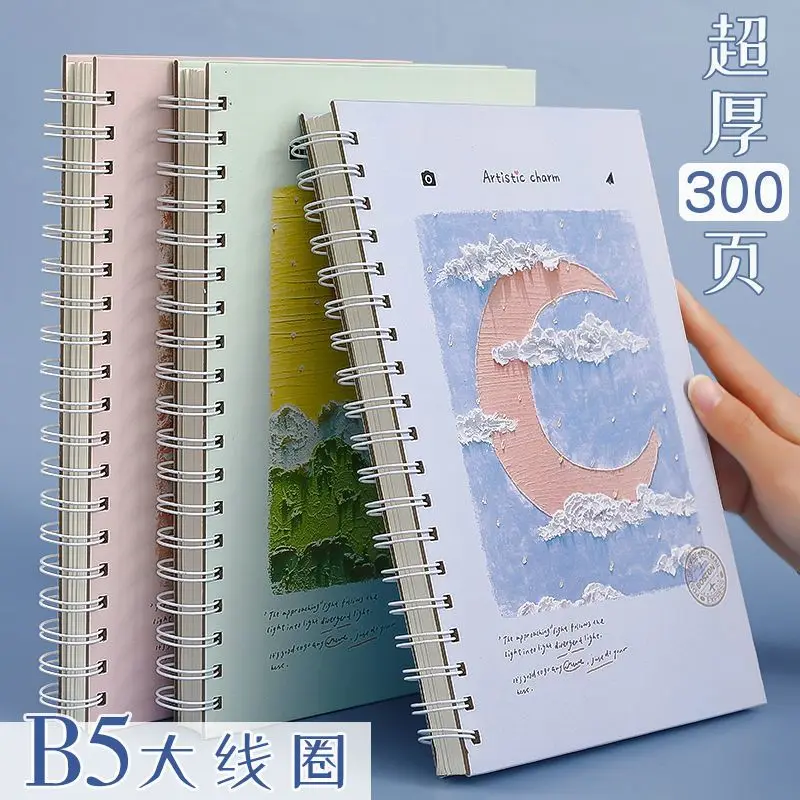 2023 NEW B5 thickened coil book artistic oil painting style notebook book small fresh college student notepad diary