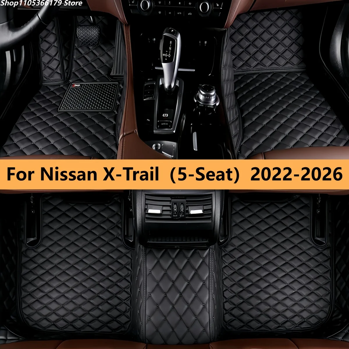 

Коврики для пола автомобиля на 5 мест, подходят для Nissan X-Trail Hybrid E-power Rogue T33 2022 2023 2024 2025 2026, грязезащитные, из кожи