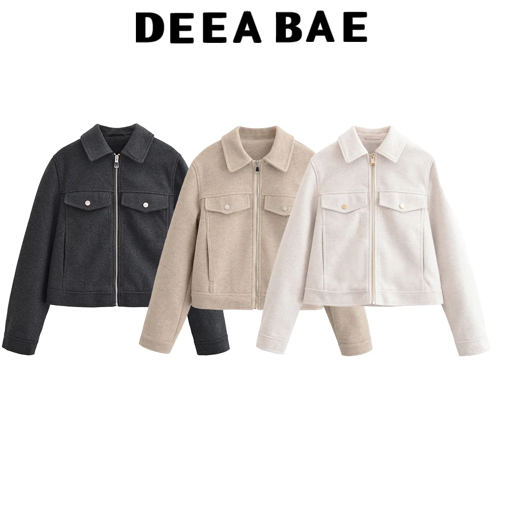 

DEEABAE осенний новый продукт, женская одежда, элитная модная однотонная куртка с карманами, мягкая куртка на молнии, пальто