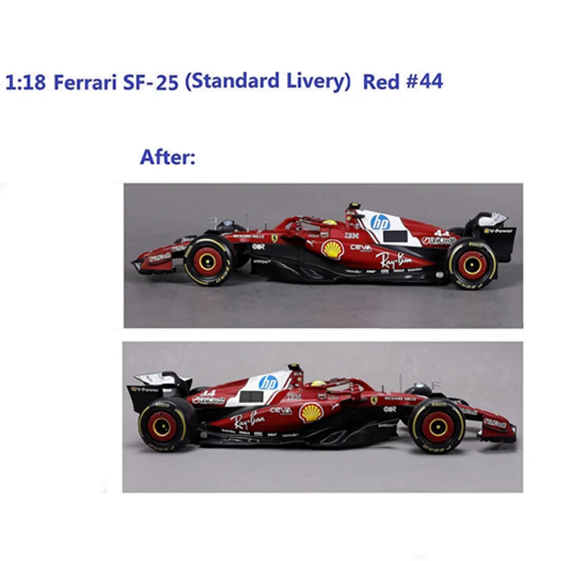 جديد 1:18 ببوراغو فيراري 2025 F1 Sf-25 هاميلتون # 44 لوكليرك # 16 نموذج سيارة مصغر مصنوع من خليط معدني ألعاب مخصصة لتزيين الهدايا #6