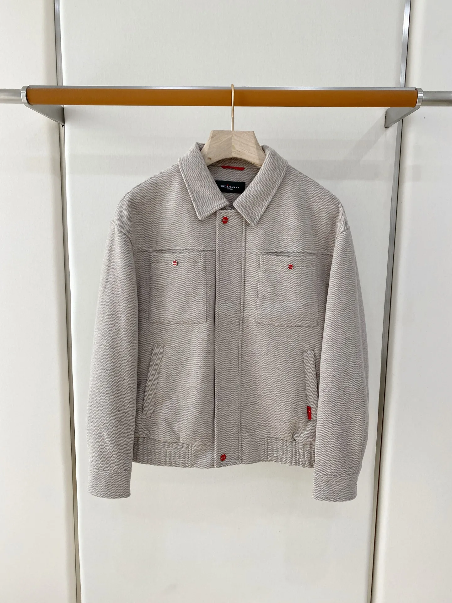 Kiton Italian wool-blend tooling zip-up jacket
