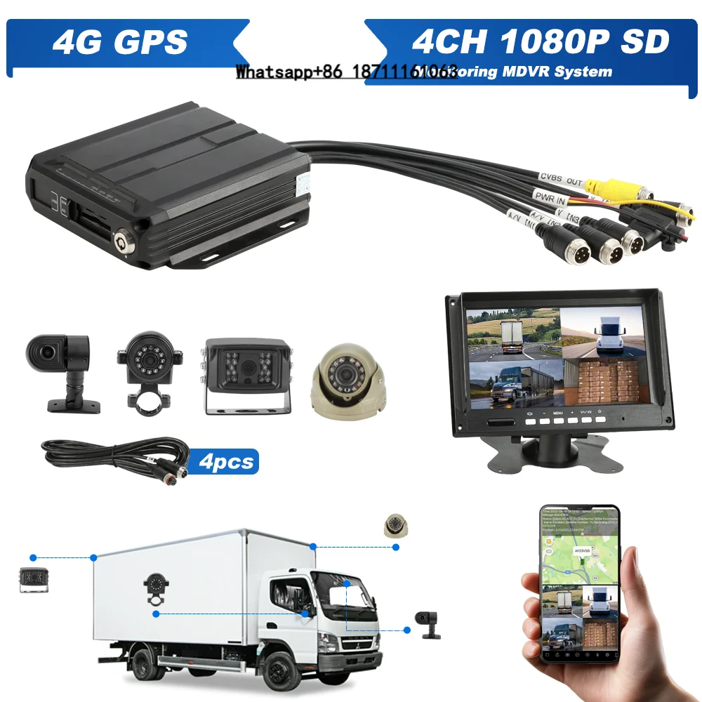 Mini 1080P Ahd 4ch Car Dvr Vehicle Security Tracking Vehicle Recording CMSV6 FHD Analog Remote Monitoring Mobile Mdvr