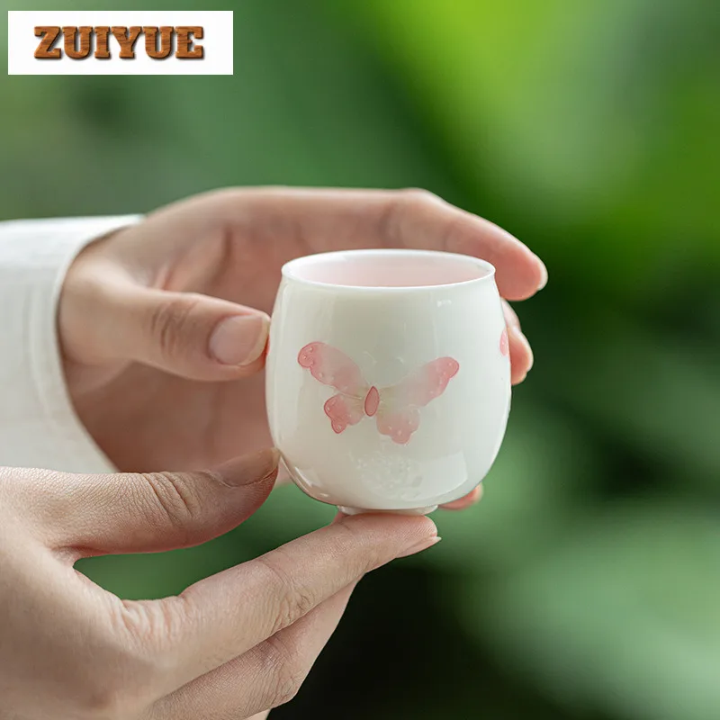 65ML Japanese  Arita Porcelain Tea Cup Hand-painted Relief Butterfly Master Cup Smelling Fragrant Mug Kung Fu Teaset Drinkware