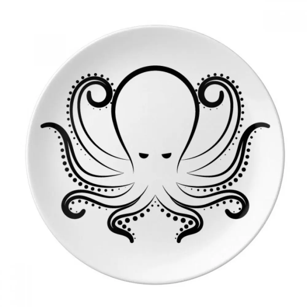 Octopus Decorative Plates for Wall Hanging, Funny Blue Sea Creature, Round Plate with Display Stand, for Home&Office Wall Decors