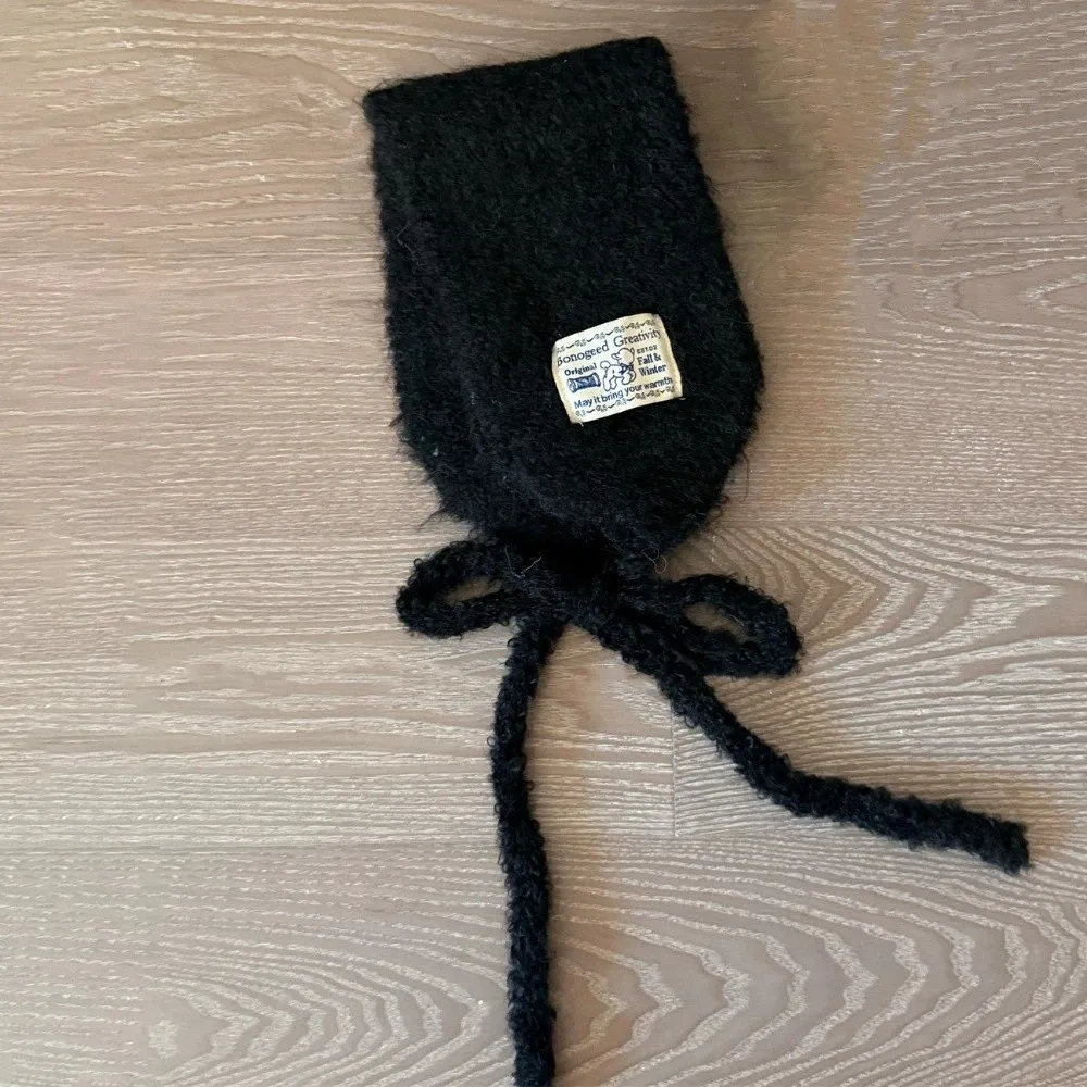 

Шерстяные наушники в корейском стиле с ремешками, однотонные ветрозащитные вязаные чехлы для ушей, защита ушей, утепленные теплые наушники, зимняя повязка на голову