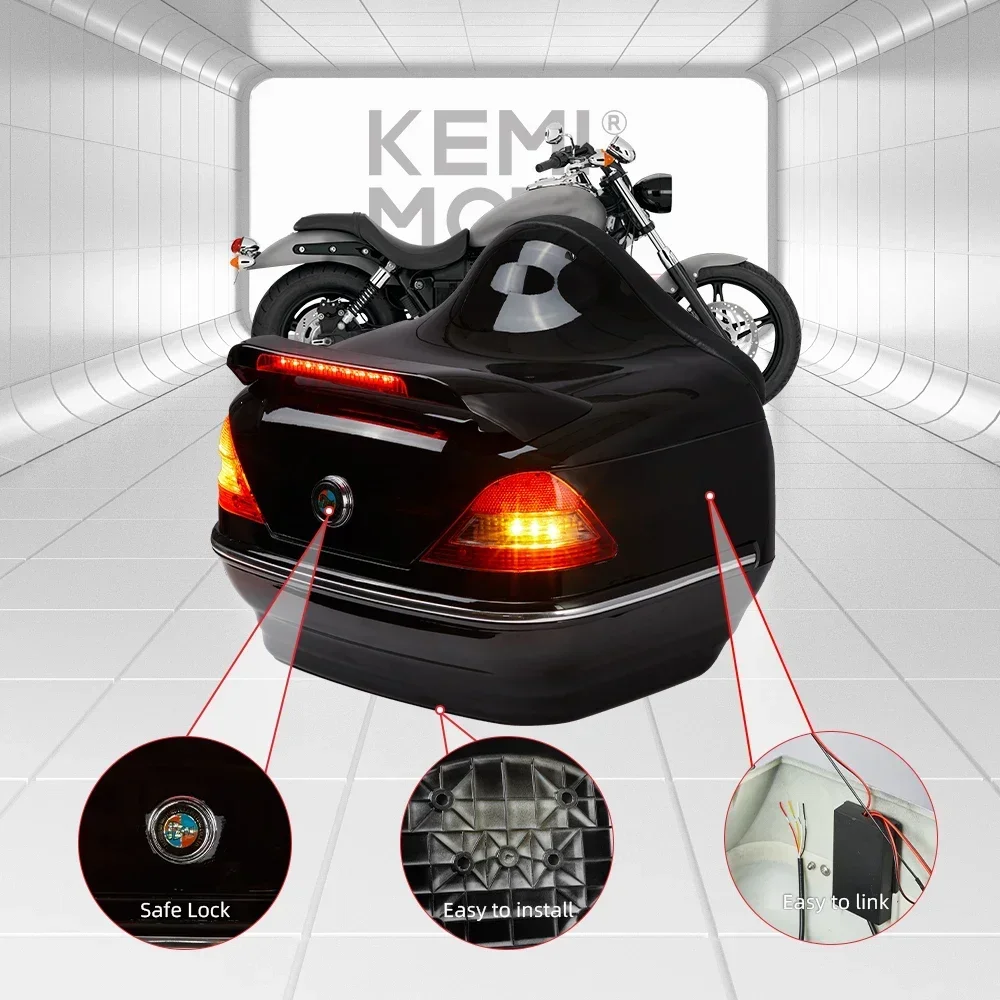 26L 48L Motorcycle Top Box ABS Hard Rear Tail Trunk Storage Case Universal Luggage Box for Cruiser Scooter Touring Bike Top Case