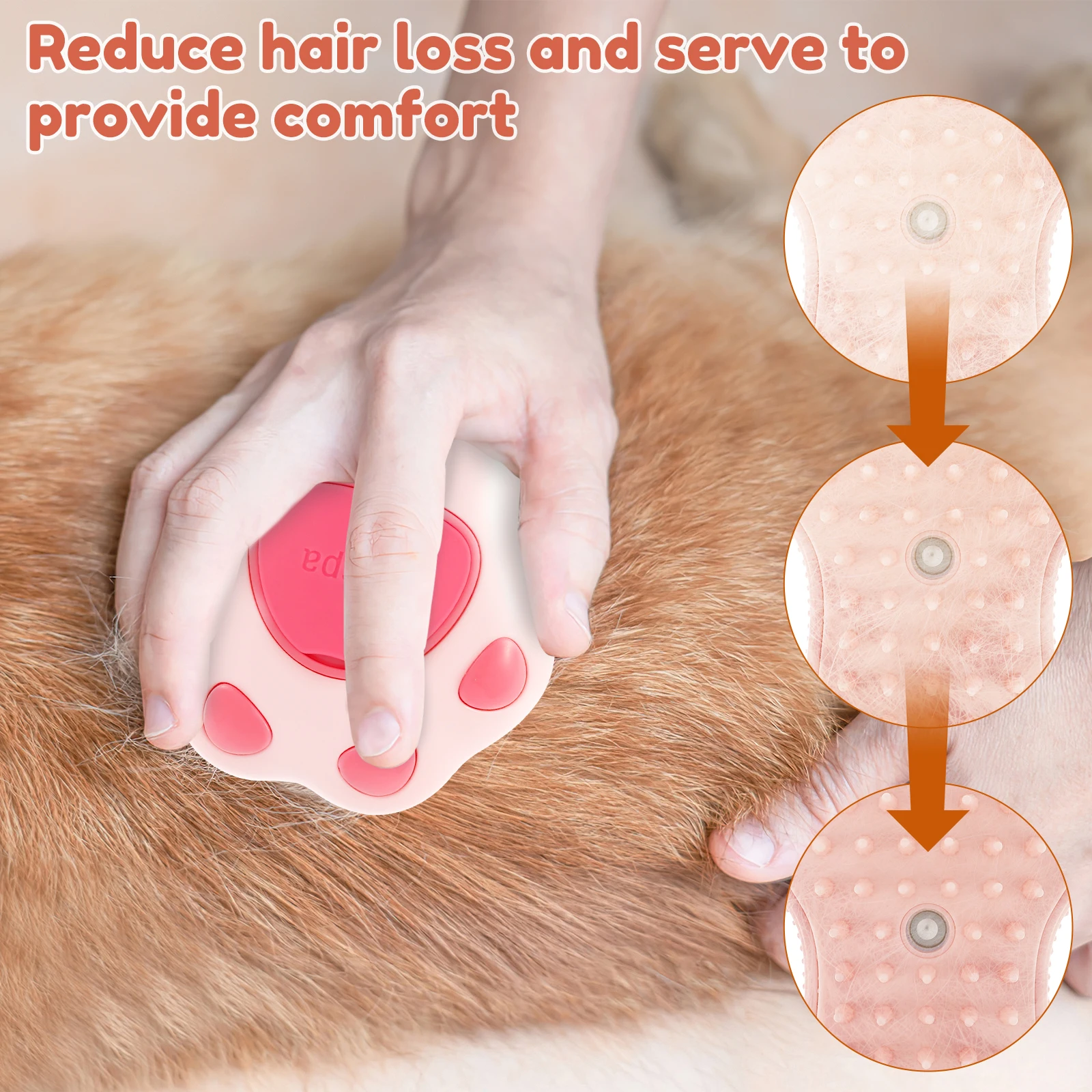 Steamy Cat Brush 3 In1 Spray Cat Brush Rechargeable Dog Brush for Shedding and Grooming Steam Cat Massage Brush Multifunctional