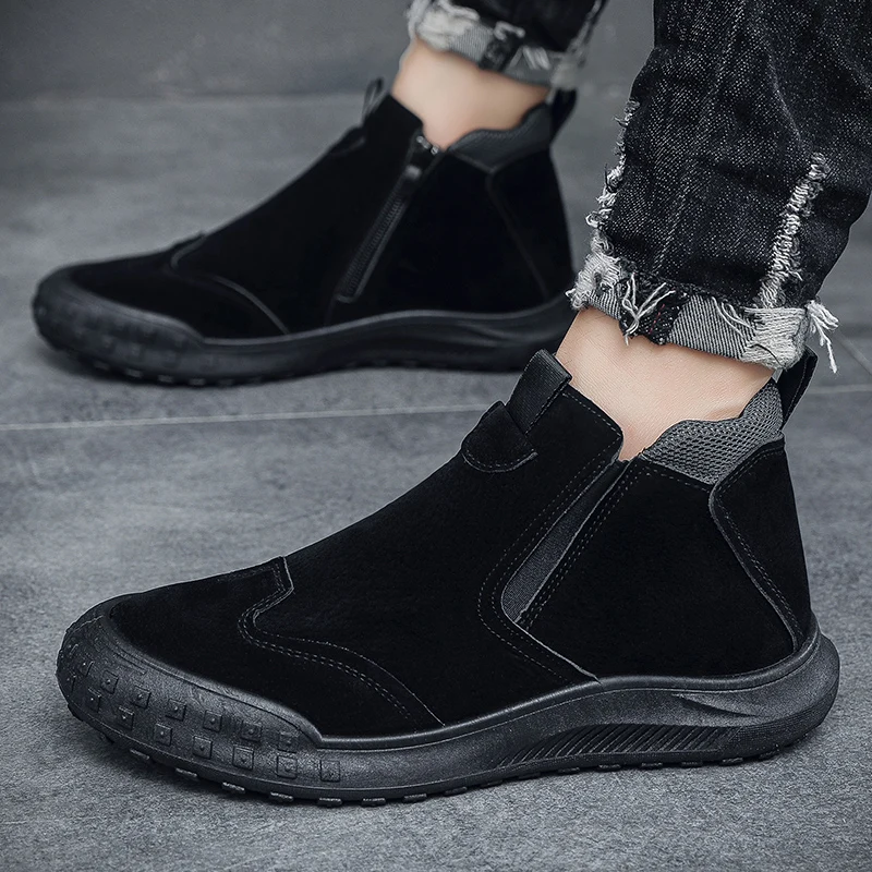 Men Casual Work Shoes Lazy Boots Hooded Sports Shoes Anti-skid Fashion Student Shoes Winter Men\'s Boots Free Shipping Snow Boot