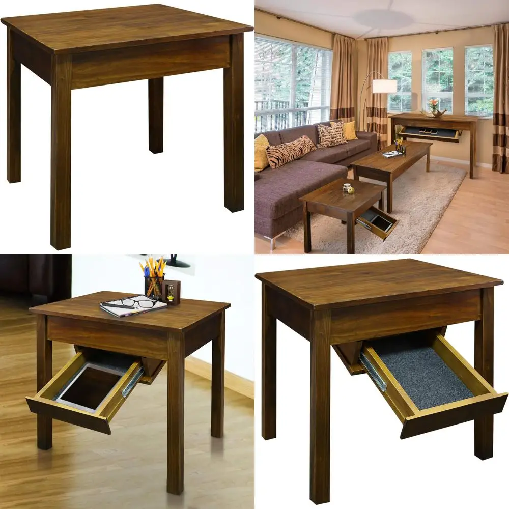

Concealed Drawer End Table, Warm Brown Finish