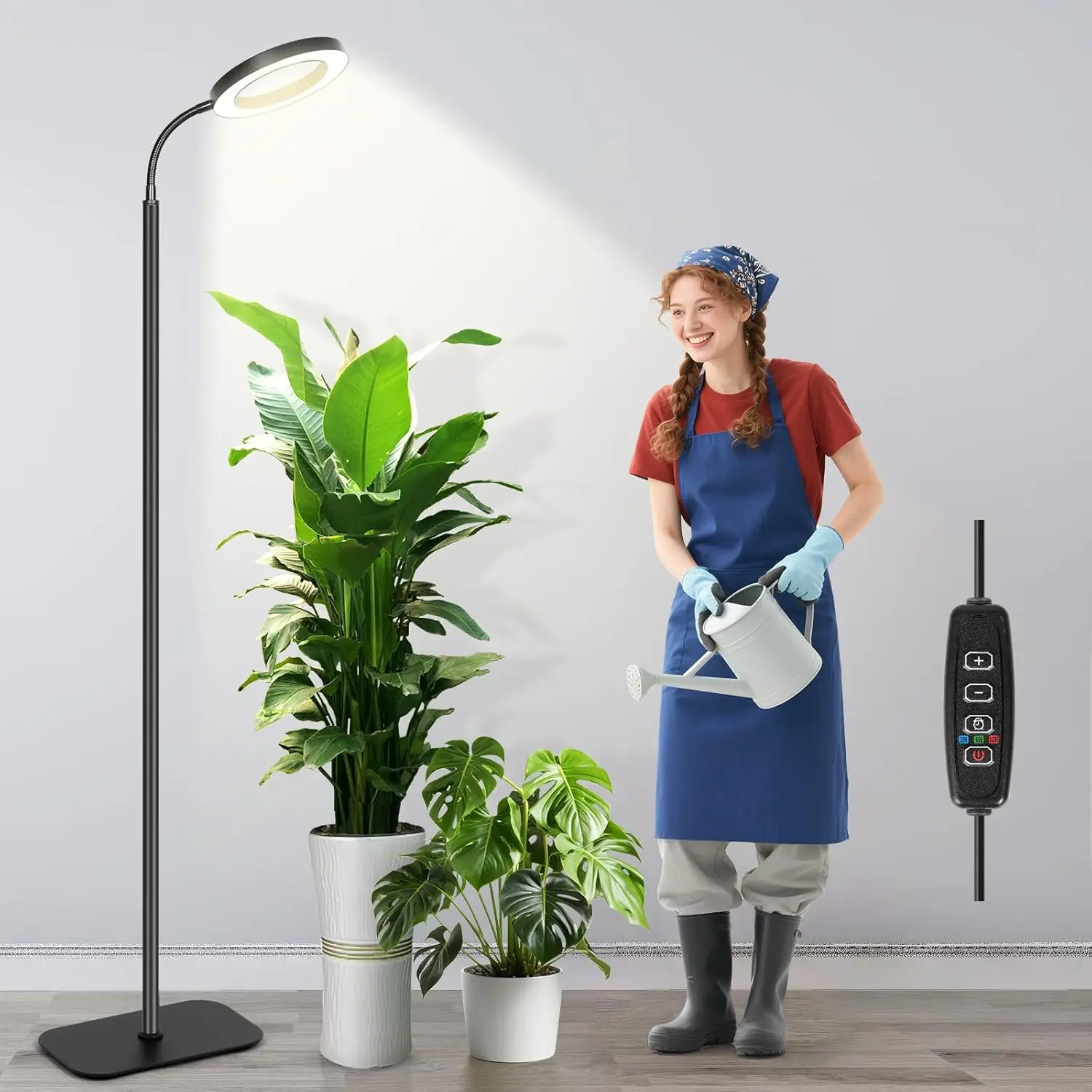 

Светодиодная лампа для растений 20 Вт, полный спектр, с таймером и регулируемой высотой, для комнатных растений, черная