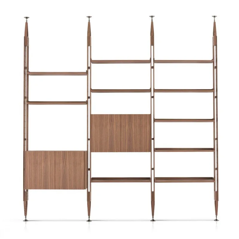 

Italian minimalist black walnut shelf infinito bookshelf all solid wood partition decorative shelf