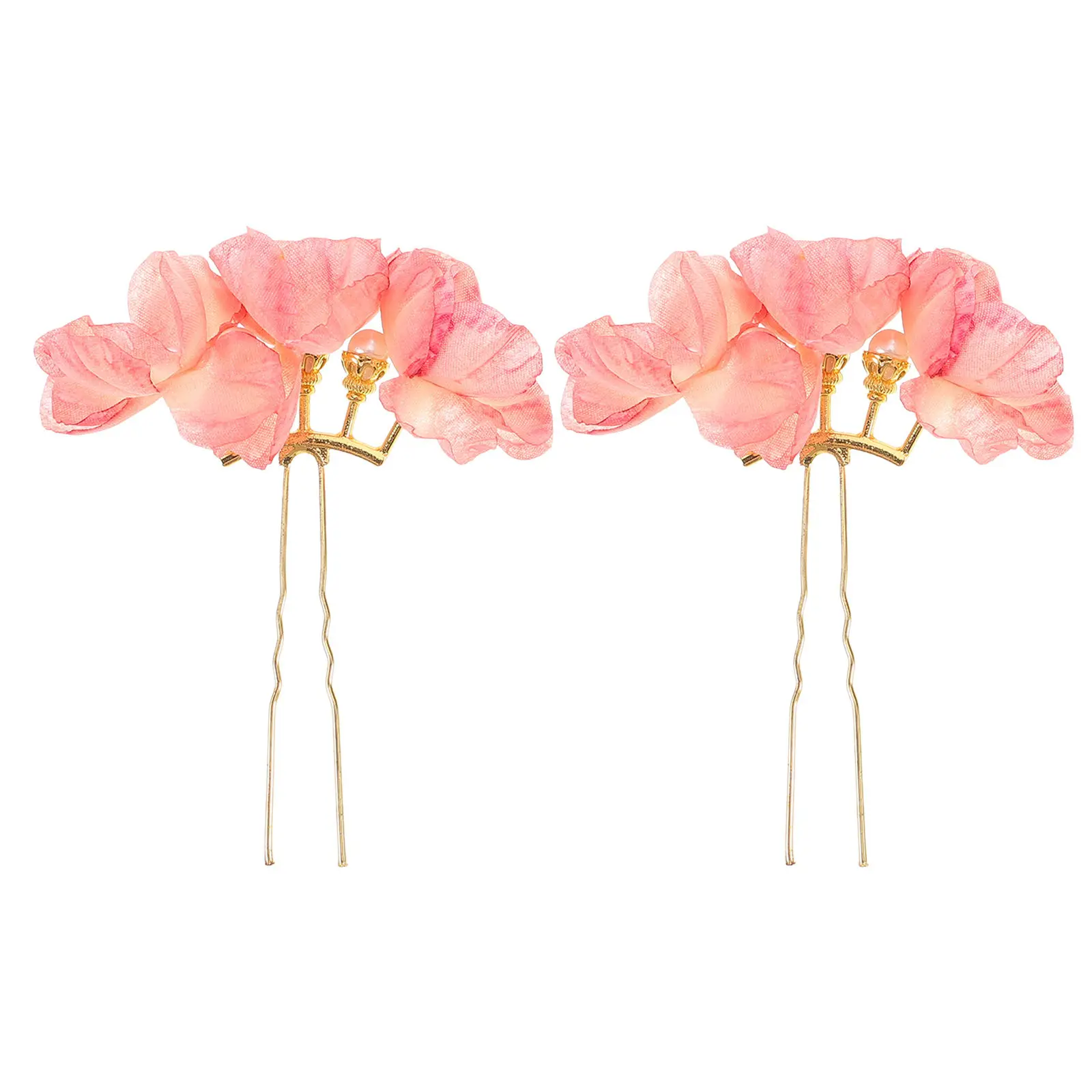 

Парные шелковые заколки для волос с цветами и жемчугом для невесты, аксессуары для ханьфу, винтажные декоративные заколки-цветы