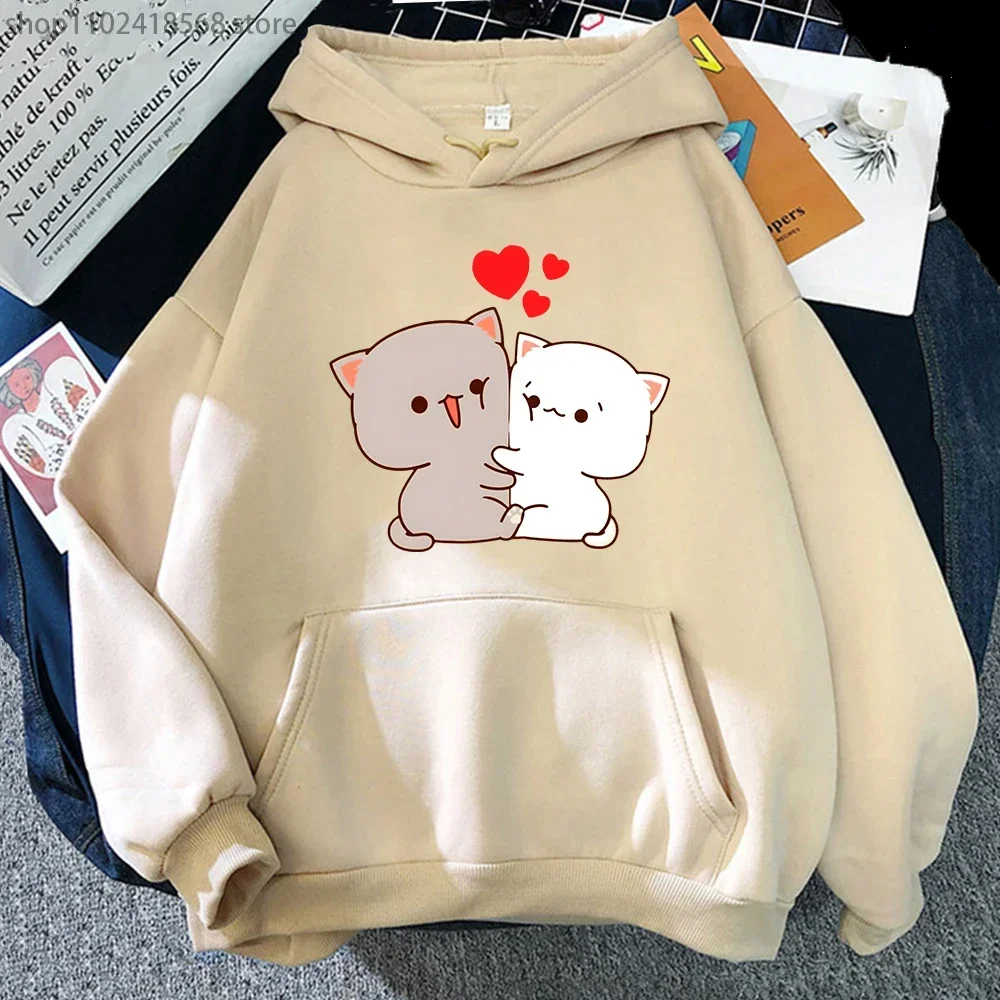 Cute Peach Cat Hoodie Funny Graphic Sweatshirt for Women/Men Goma Mochi Cats Kawaii Cartoon Clothes Fashion Sudaderas Y2k Hooded