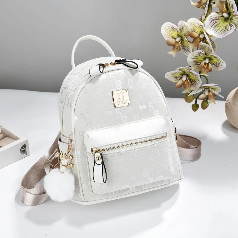 New Trendy Texture Versatile Retro Large Capacity Printed Backpack Luxury Versatile Casual High Quality Soft Leather Women's Bag