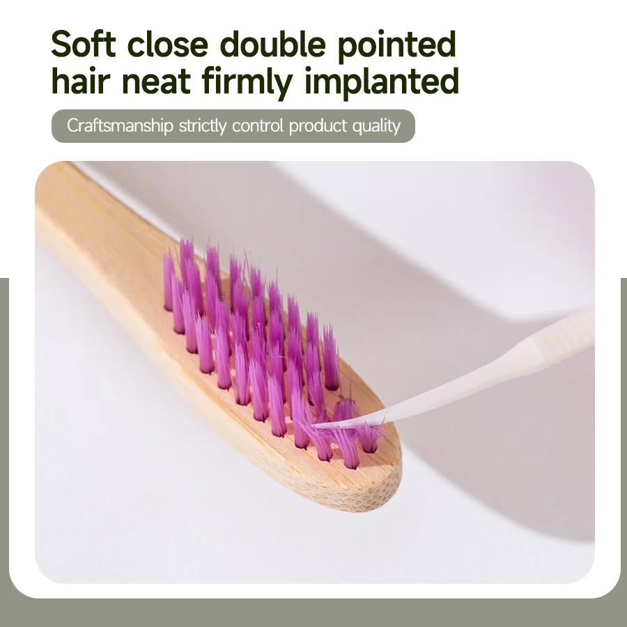 10pcs bamboo soft hair toothbrush gourd shaped handle independent kraft paper packaging for adults