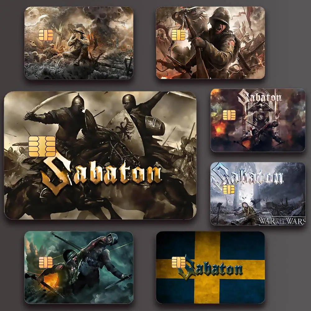 S-Sabaton Band Poster Credit Skin Cover Card Stickers 4PCS Film Bus Pass Front Decoration Bank Debit Waterproof