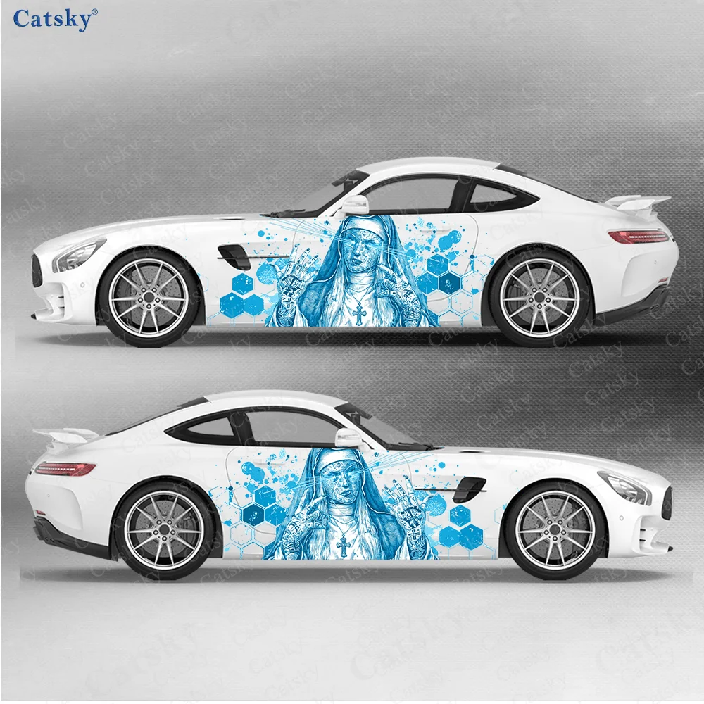 

Colorful Nun Hexagon Splash Car Side Sticker Decor, PVC Waterproof Scratch Resistant Decal,Car Protection, Auto Accessories Gift