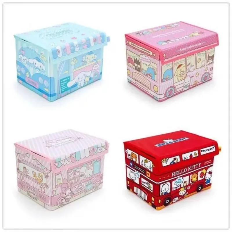 

Kawaii Hello Kitty Storage Box Anime Sanrio Large Capacity Foldable Storage Box Cute Bedroom Clothes Organizer Sundries Basket